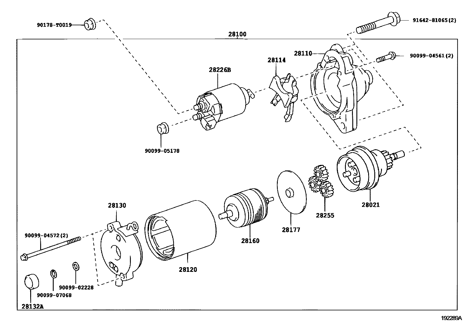 Toyota HILUX 起动机 EPC diagram — 192289A
