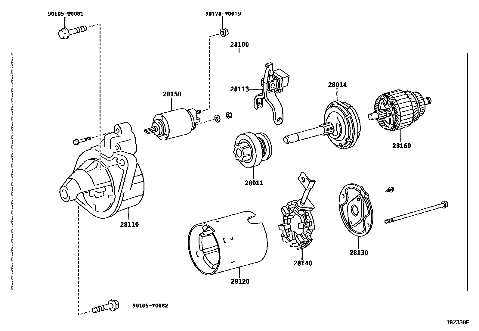 Toyota HILUX 起动机 EPC diagram — 192339F