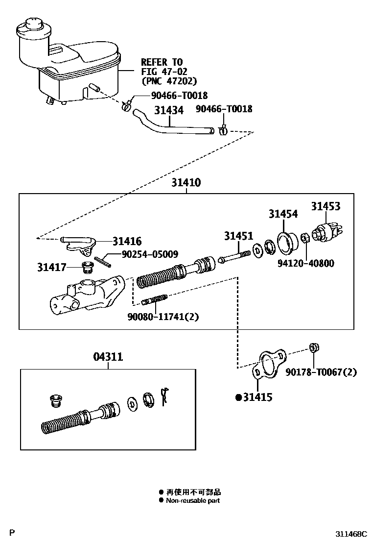 Toyota HILUX 离合器总泵 EPC diagram — 311468C