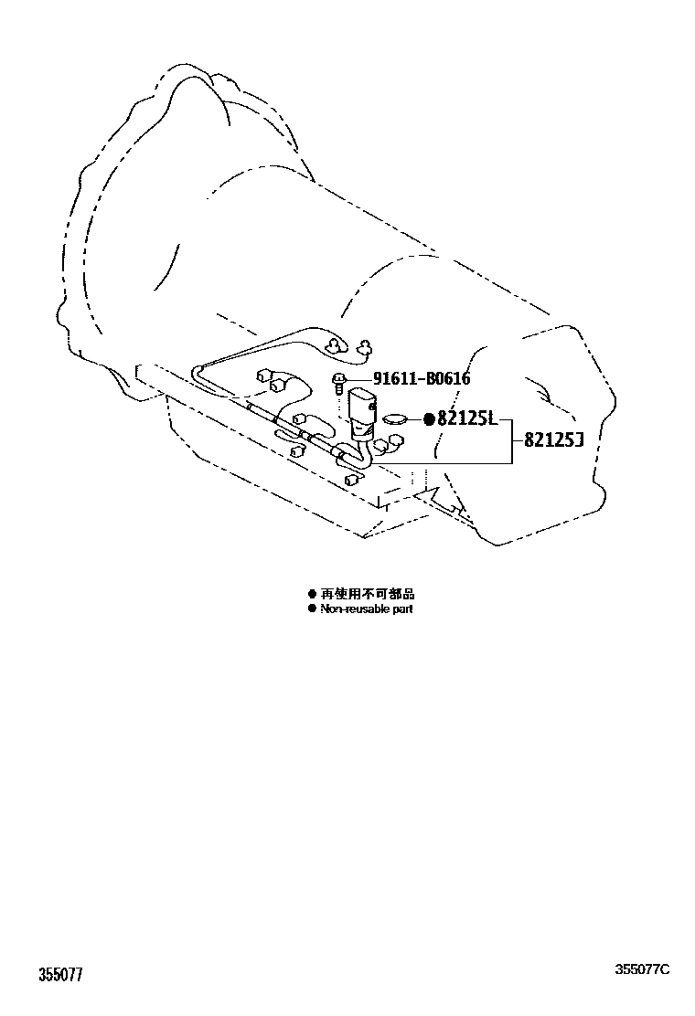 Toyota HILUX 阀体和滤油网(ATM) EPC diagram — 355077C