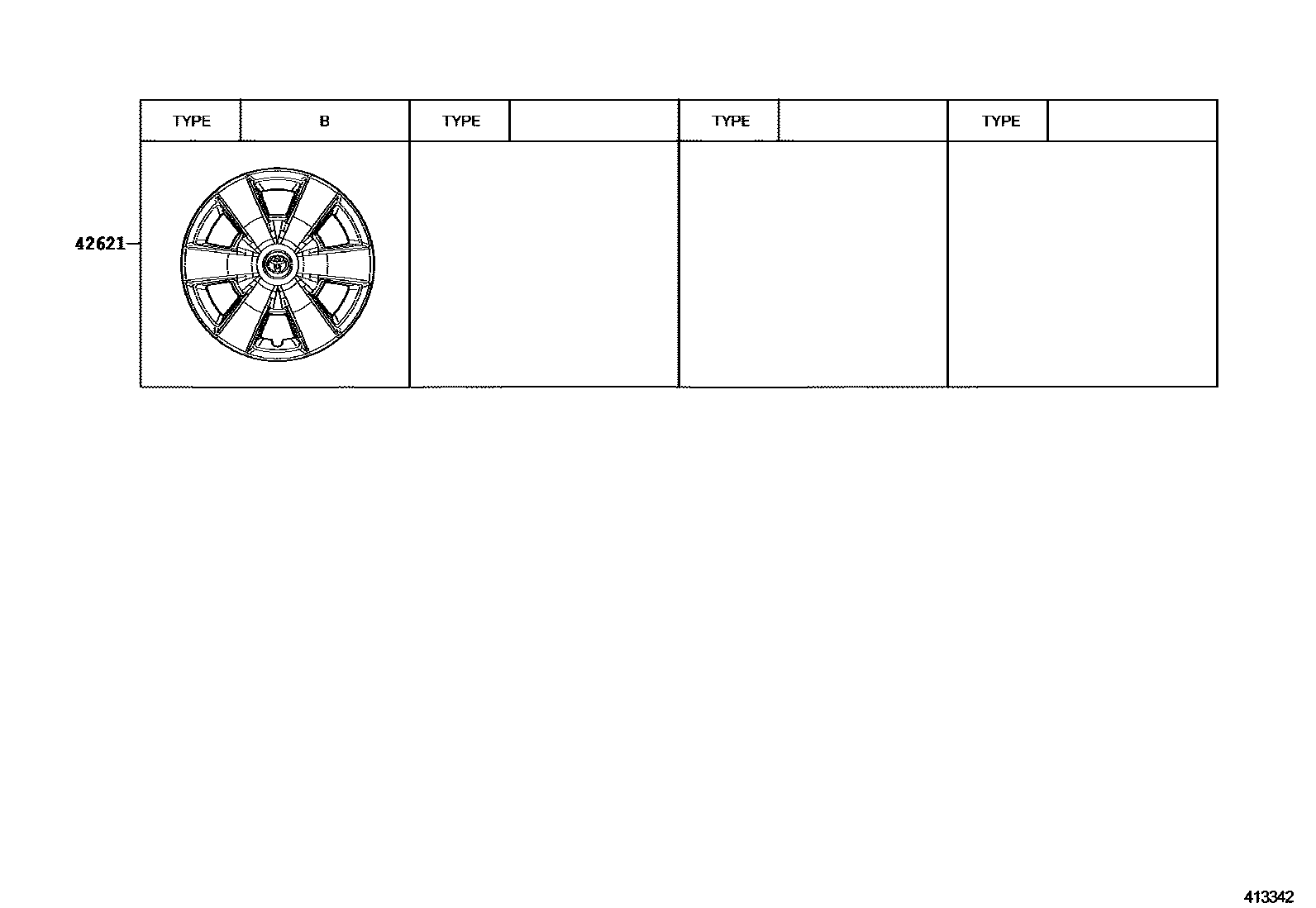 Toyota HILUX 车轮和车轮盖 EPC diagram — 413342