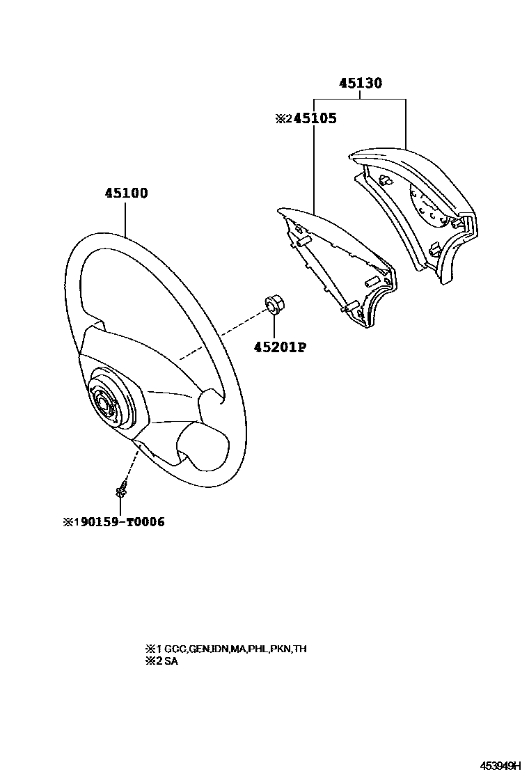 Toyota HILUX Steering Wheel EPC diagram — 453949H