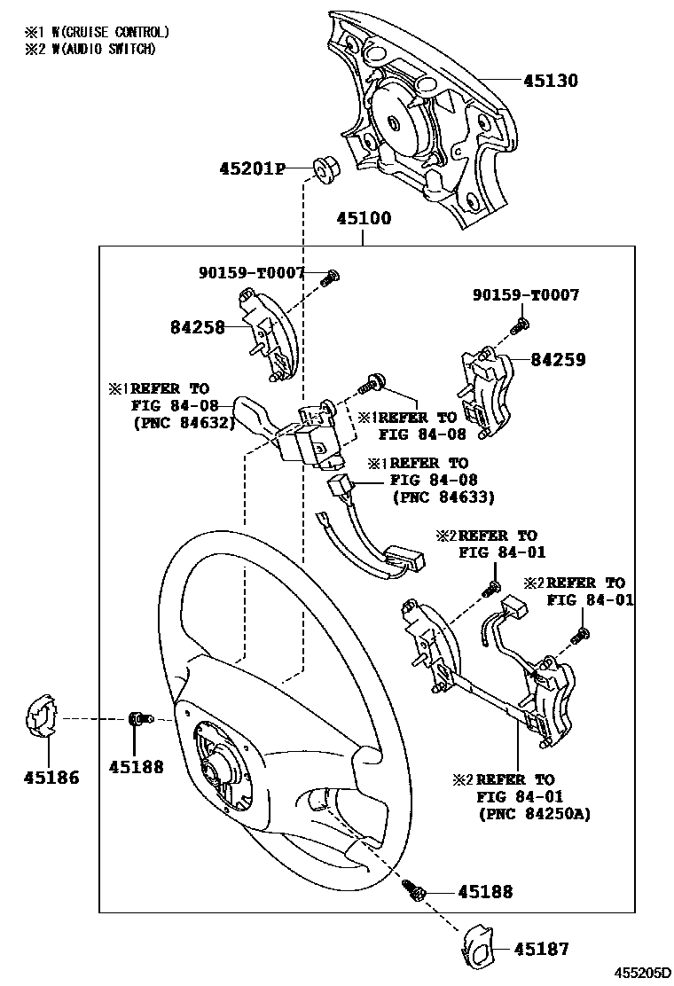 Toyota HILUX Steering Wheel EPC diagram — 455205D