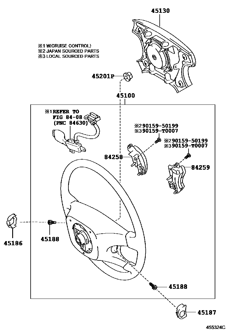Toyota HILUX Steering Wheel EPC diagram — 455324C
