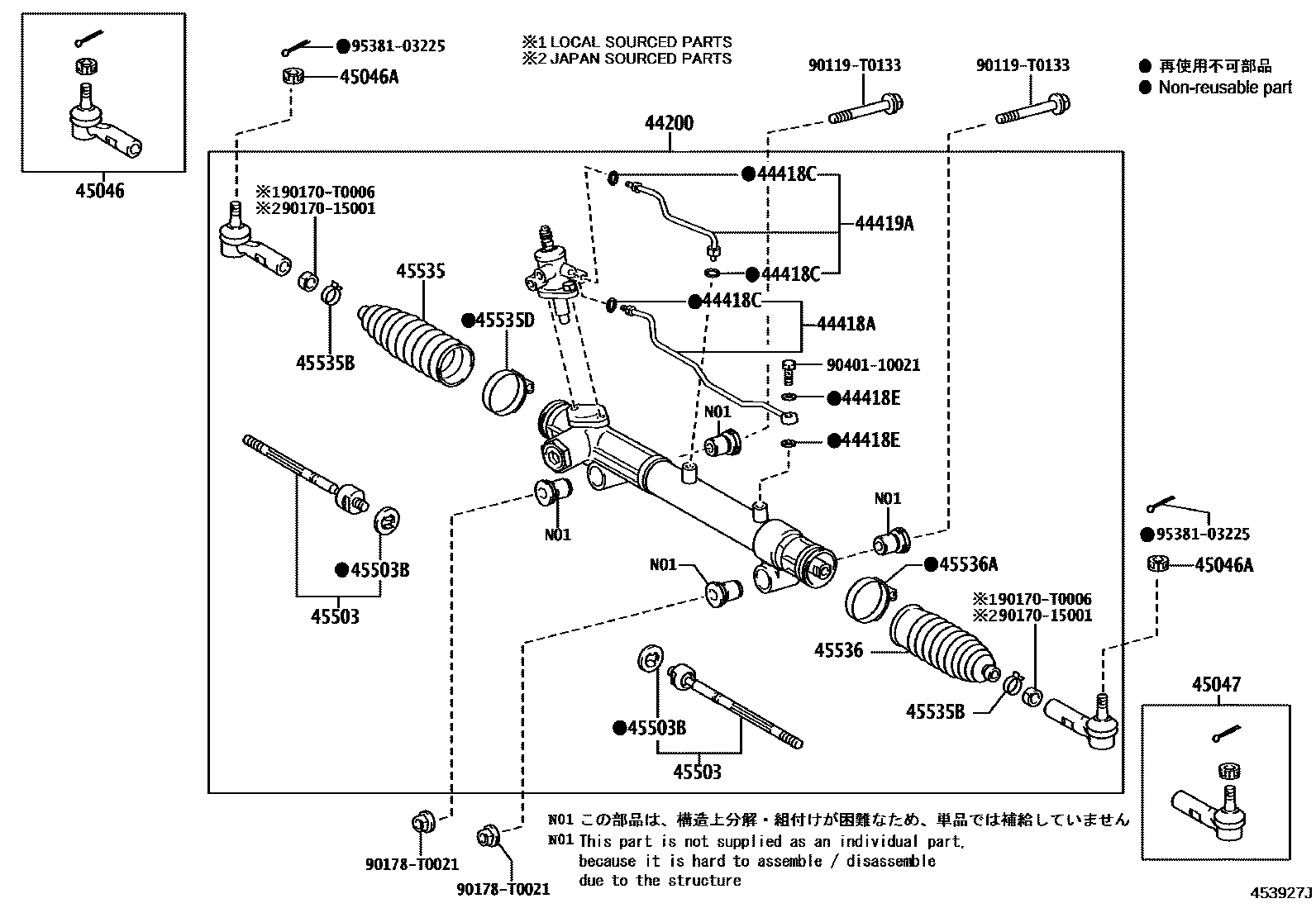 Toyota HILUX 前转向齿轮和连杆 EPC diagram — 453927J