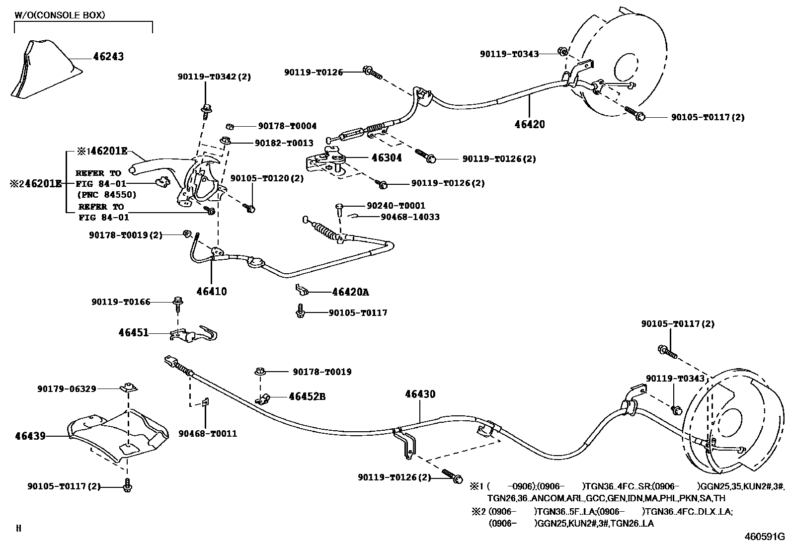 Toyota HILUX Parking Brake & Cable EPC diagram — 460591G