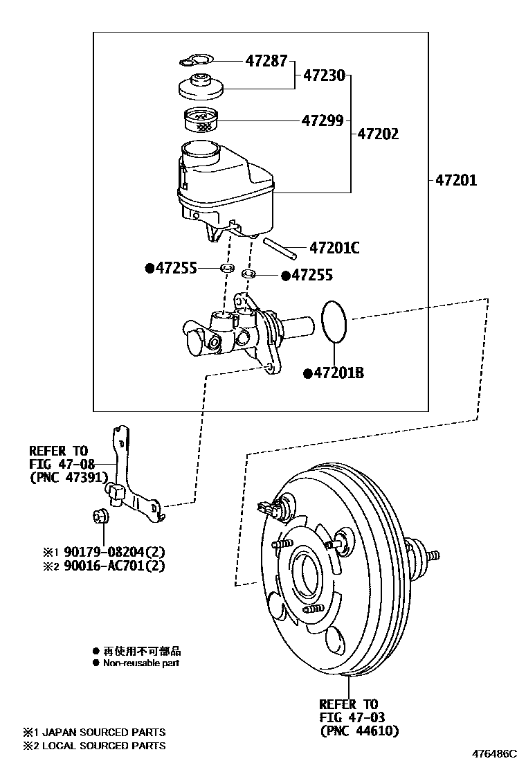 Toyota HILUX 制动总泵 EPC diagram — 476486C