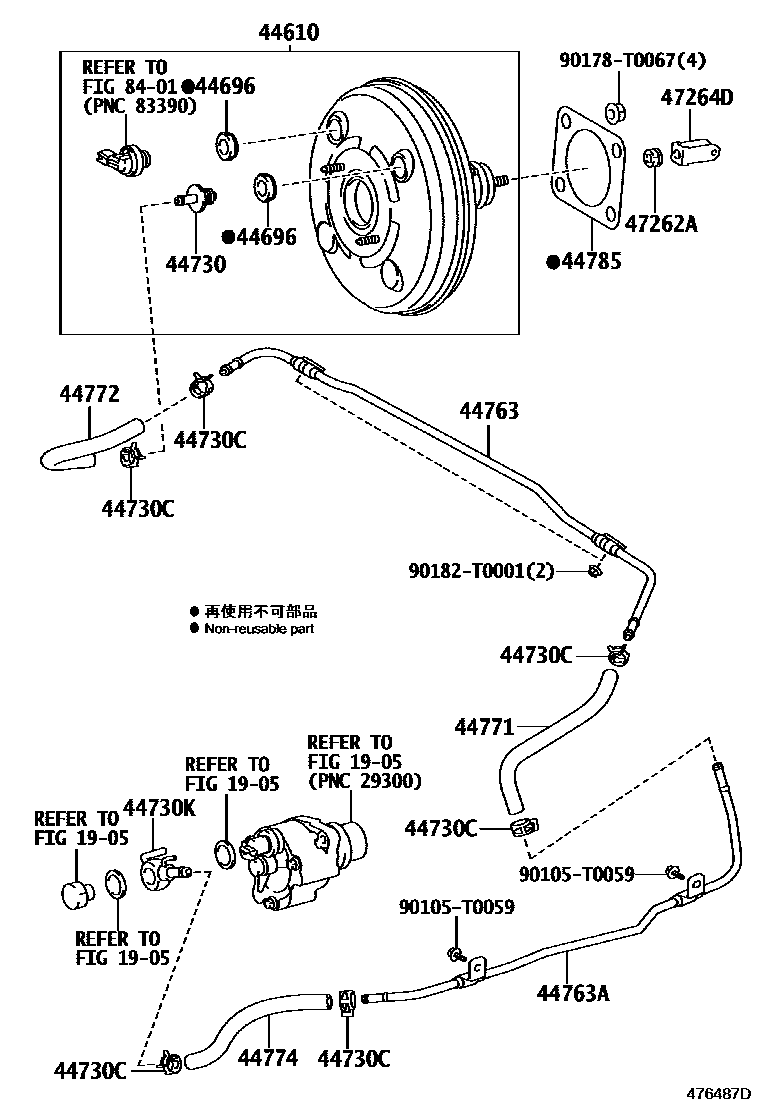 Toyota HILUX 制动助力器和真空管 EPC diagram — 476487D