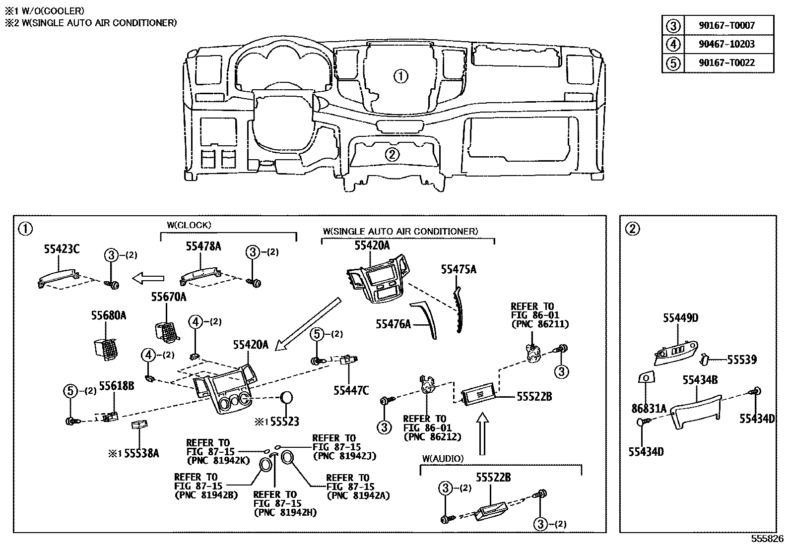 Toyota HILUX 仪表板和手套箱 EPC diagram — 555826