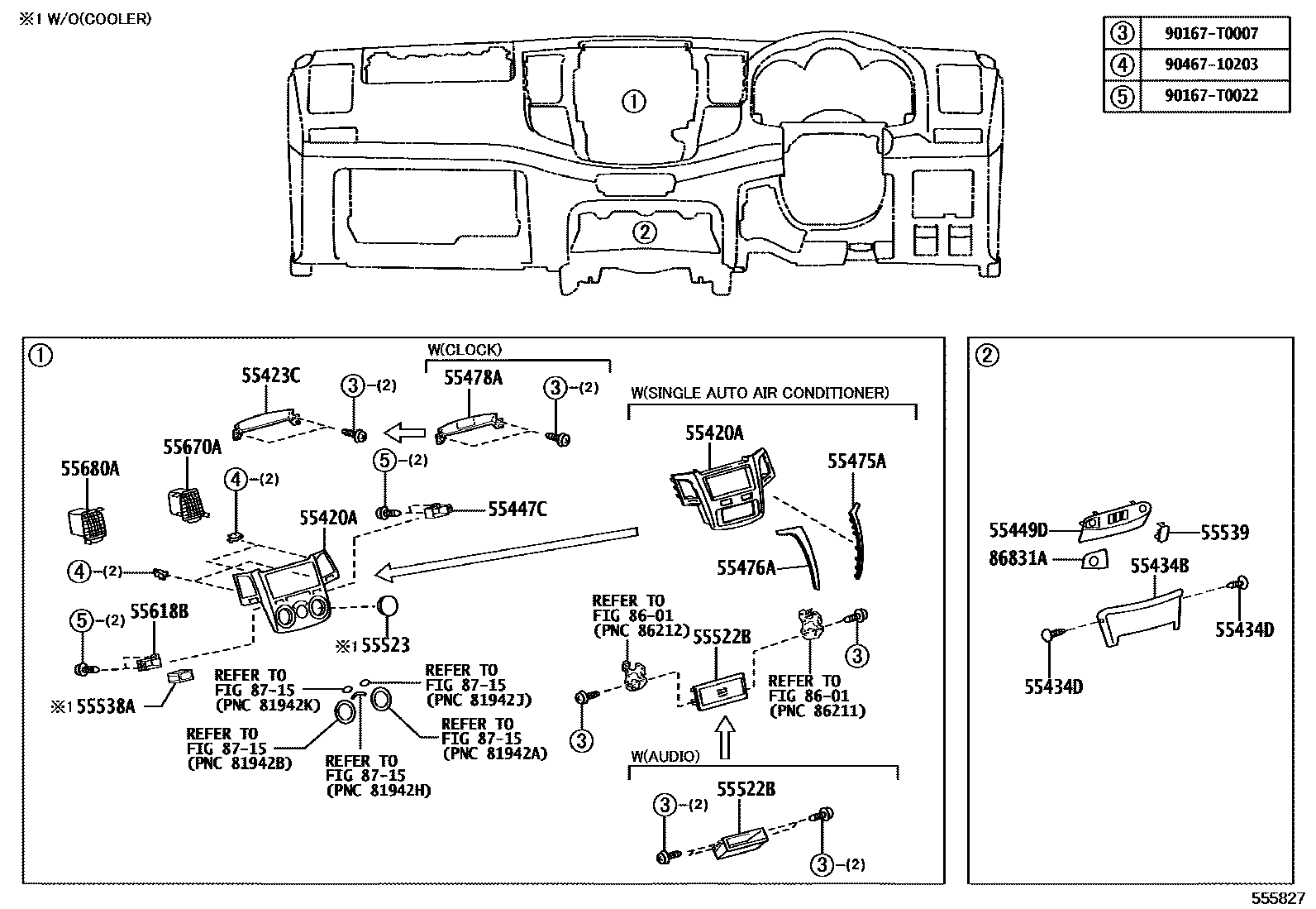 Toyota HILUX 仪表板和手套箱 EPC diagram — 555827