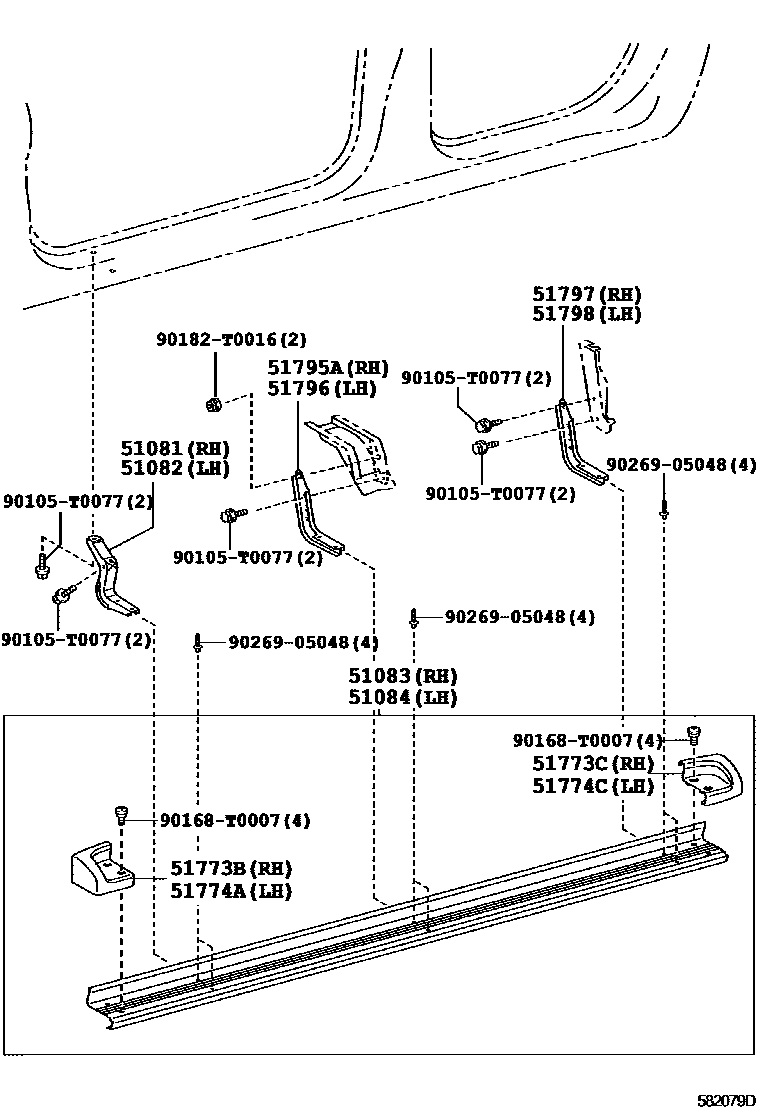 Toyota HILUX 前地板和前地板梁 EPC diagram — 582079D