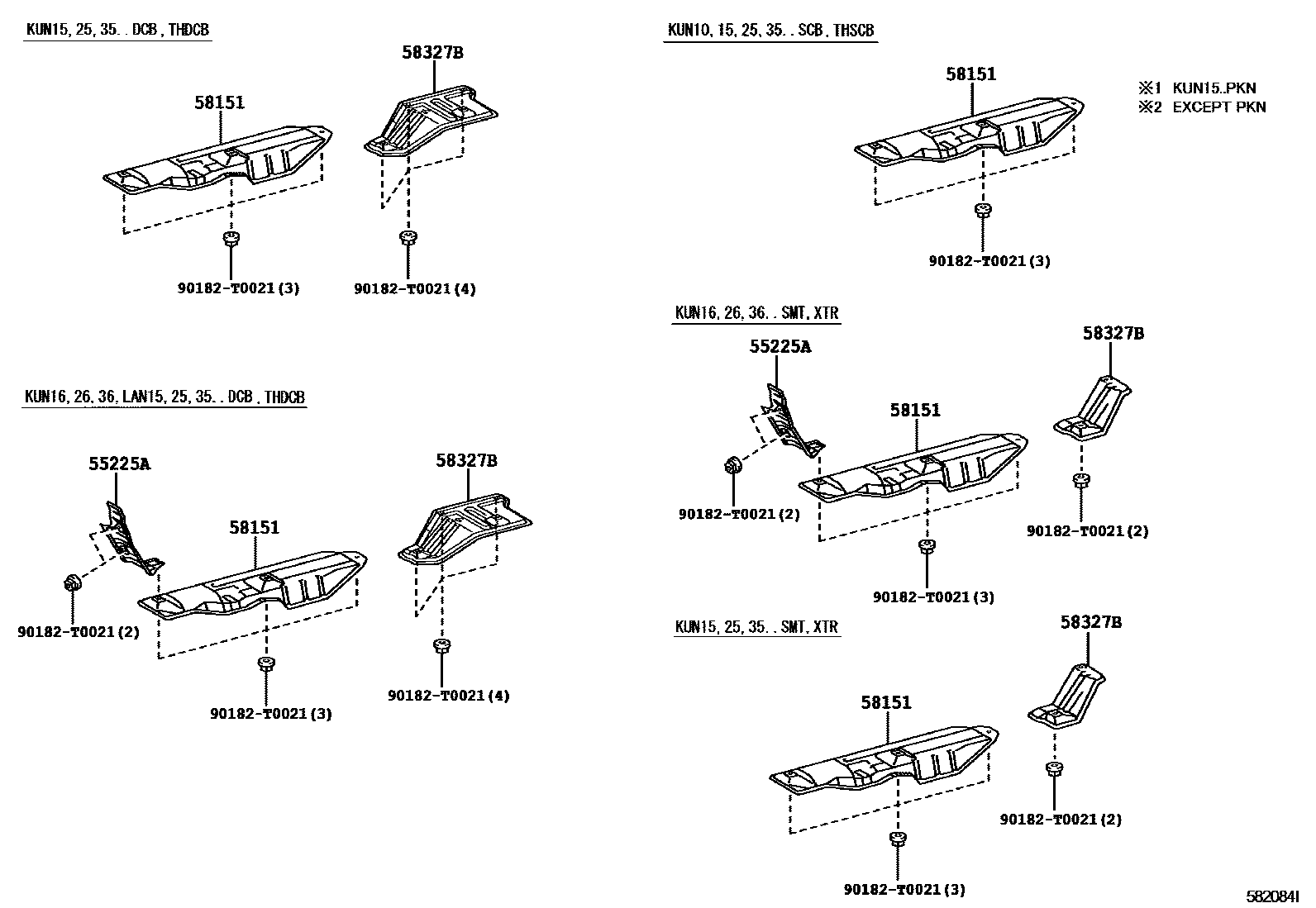 Toyota HILUX 地板隔热垫 EPC diagram — 582084I
