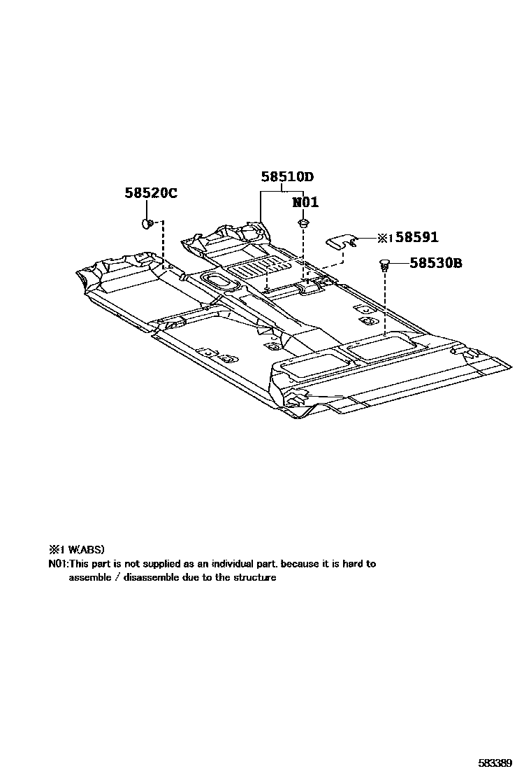 Toyota HILUX 地板垫和消声垫 EPC diagram — 583389