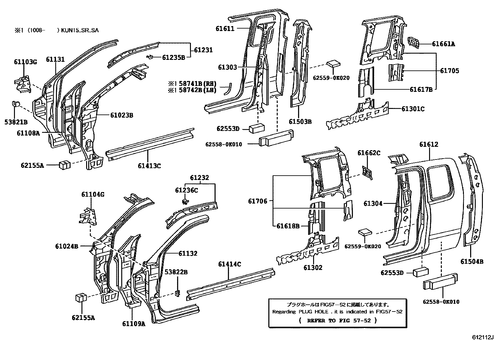 Toyota HILUX 侧梁 EPC diagram — 612112J