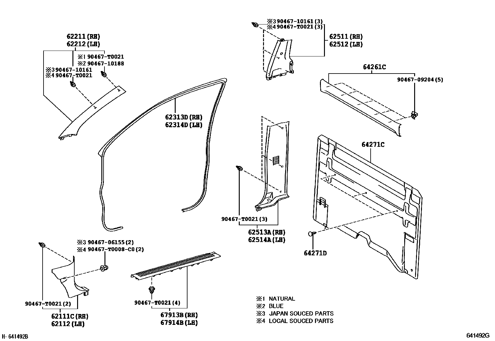 Toyota HILUX 车内装饰板 EPC diagram — 641492G