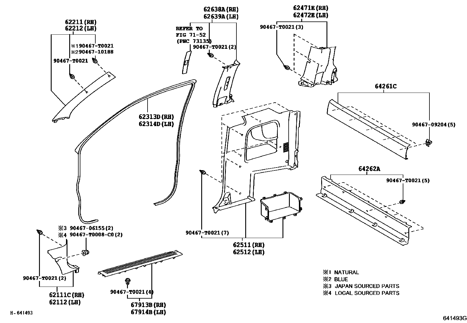 Toyota HILUX 车内装饰板 EPC diagram — 641493G