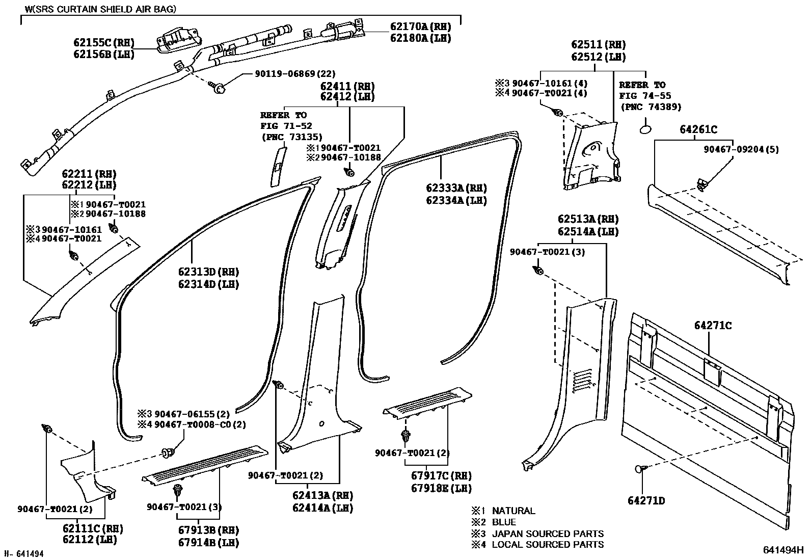Toyota HILUX 车内装饰板 EPC diagram — 641494H