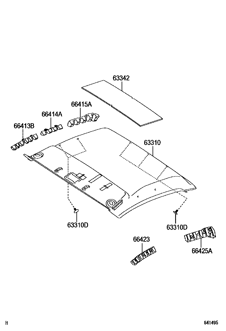 Toyota HILUX 车顶内衬和消声垫 EPC diagram — 641495