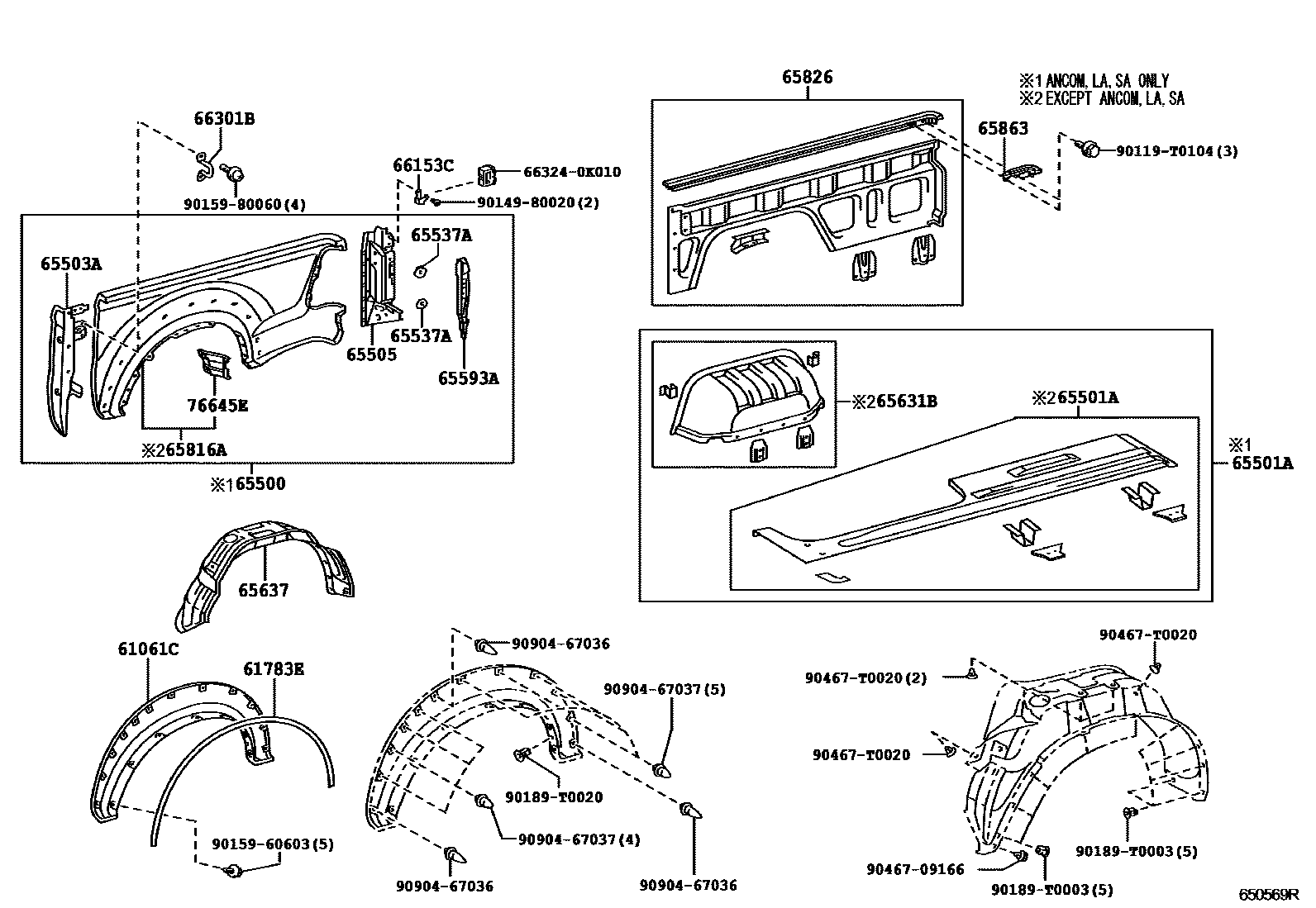 Toyota HILUX 后车身侧面板 EPC diagram — 650569R