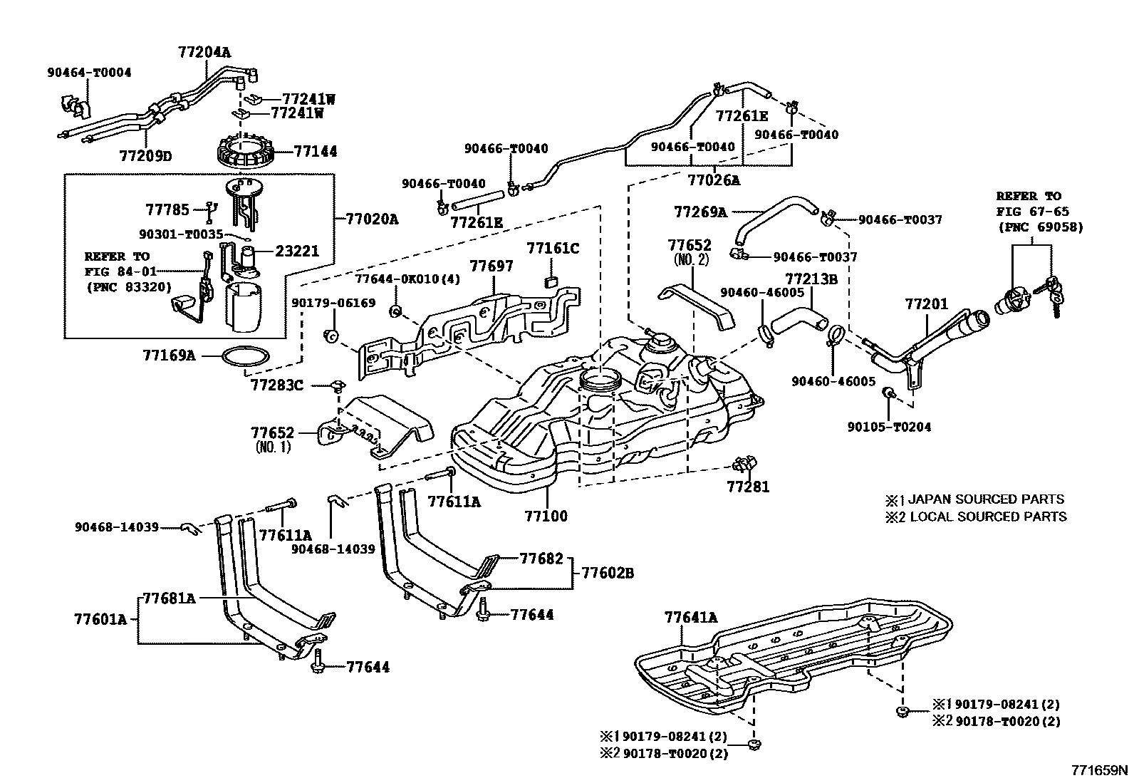 Toyota HILUX 燃油箱和燃油管 EPC diagram — 771659N