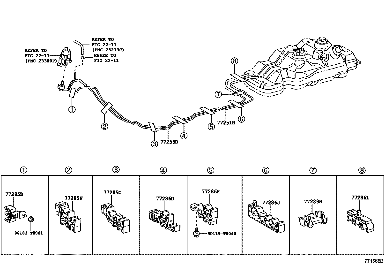 Toyota HILUX 燃油箱和燃油管 EPC diagram — 771666B
