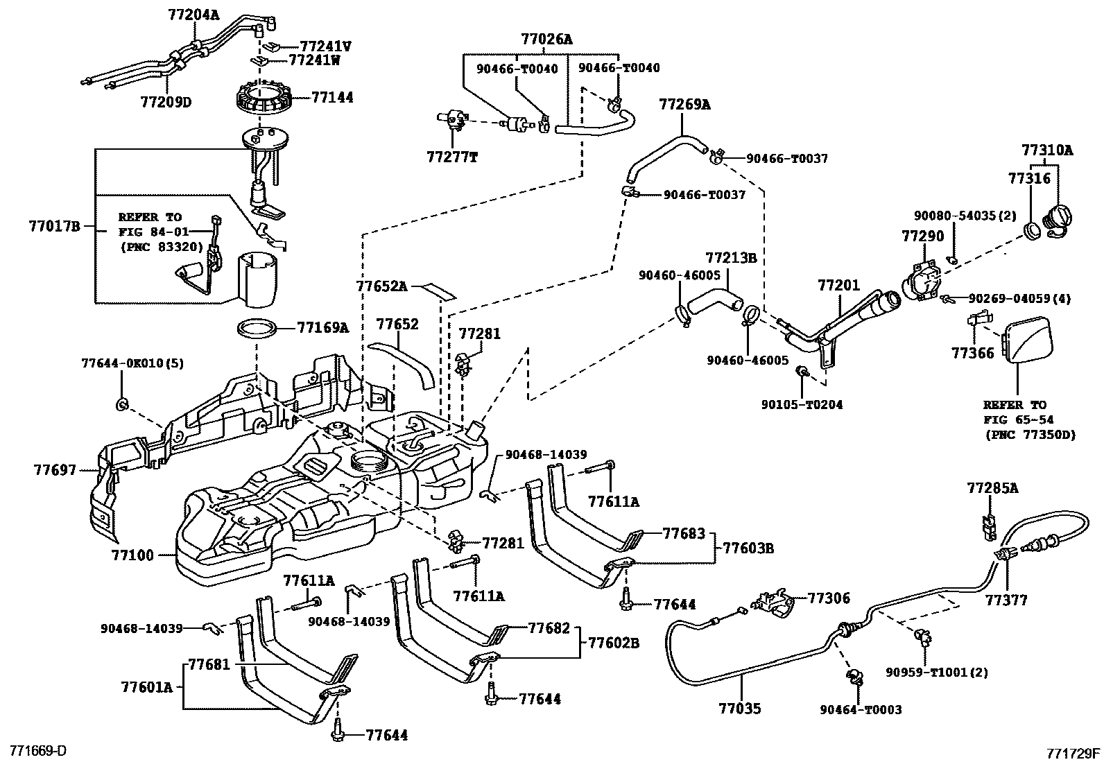 Toyota HILUX 燃油箱和燃油管 EPC diagram — 771729F