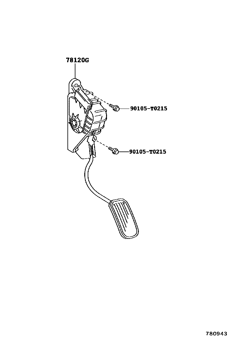 Toyota HILUX accelerator pedal connecting rod EPC diagram — 780943