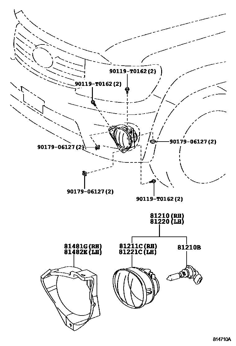 Toyota HILUX Fog Lamp EPC diagram — 814710A
