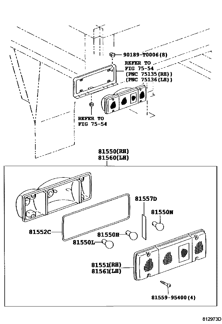 Toyota HILUX 后组合灯 EPC diagram — 812973D