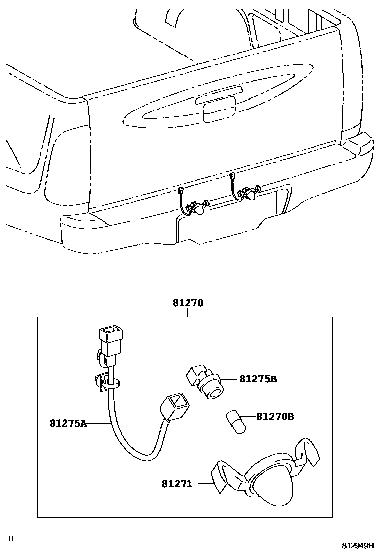 Toyota HILUX 后牌照灯 EPC diagram — 812949H