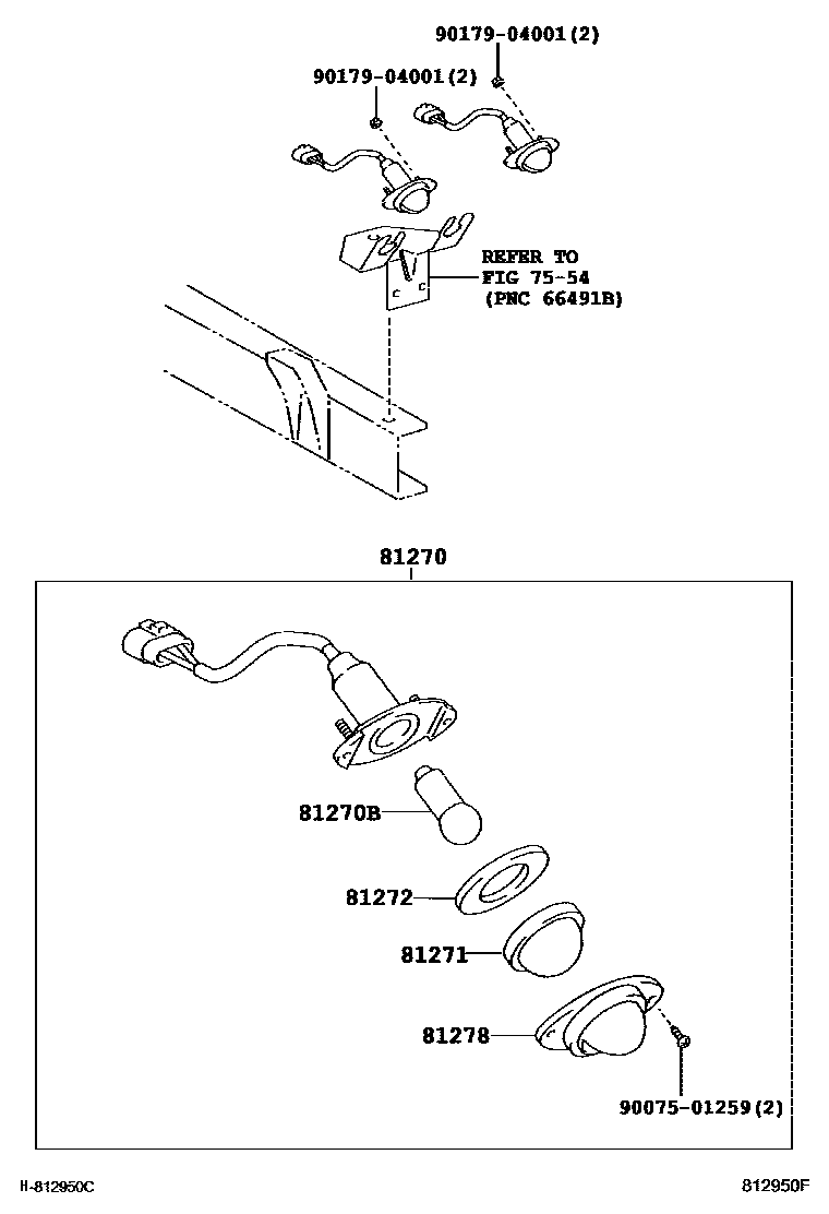 Toyota HILUX 后牌照灯 EPC diagram — 812950F