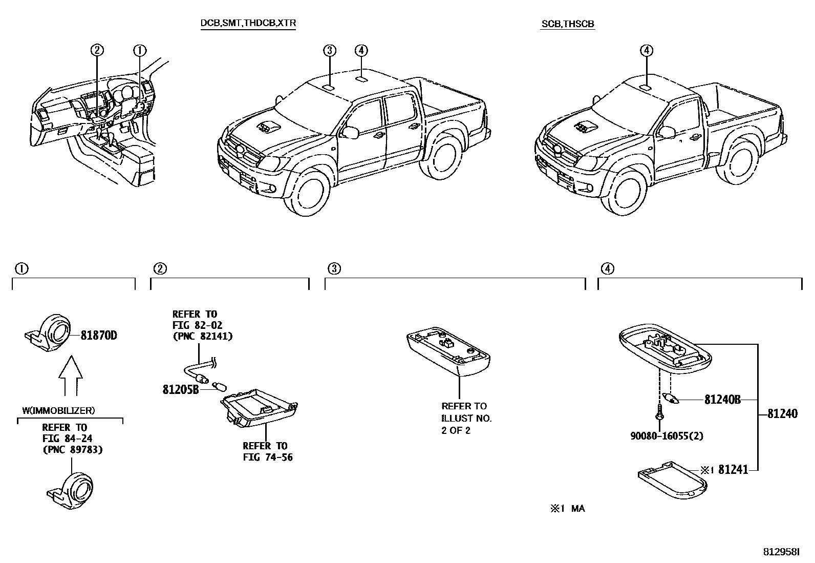 Toyota HILUX 车内灯 EPC diagram — 812958I