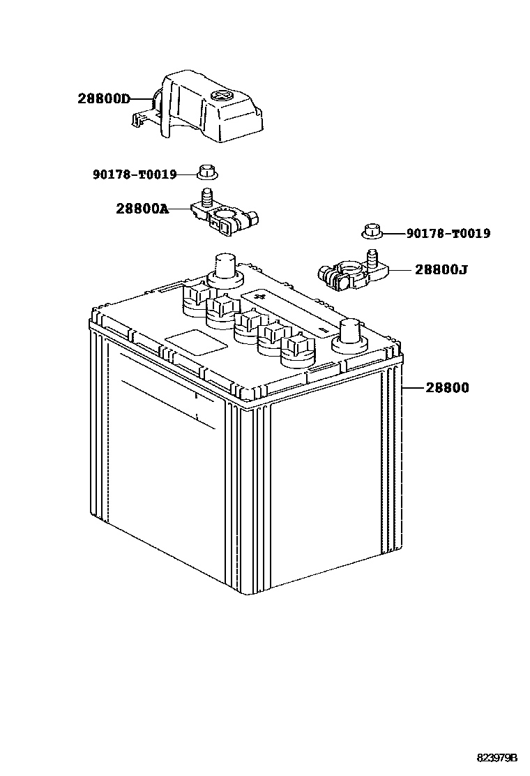 Toyota HILUX 蓄电池和蓄电池电缆 EPC diagram — 823979B