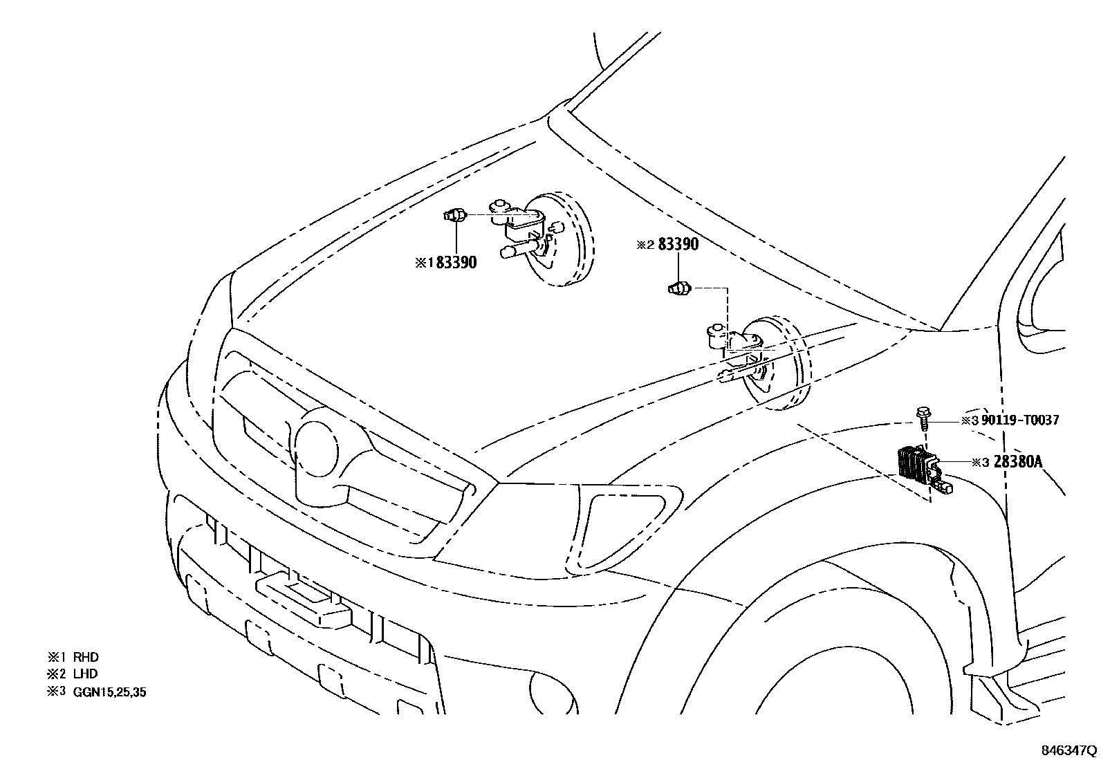 Toyota HILUX 开关和继电器和ECU EPC diagram — 846347Q