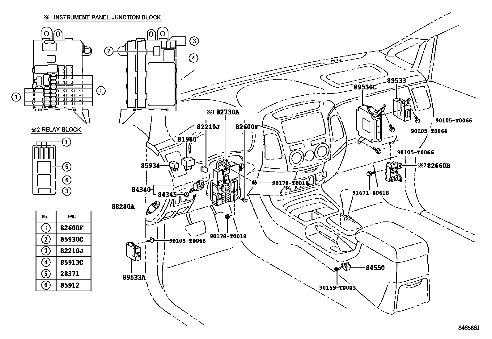 Toyota HILUX 开关和继电器和ECU EPC diagram — 846586J