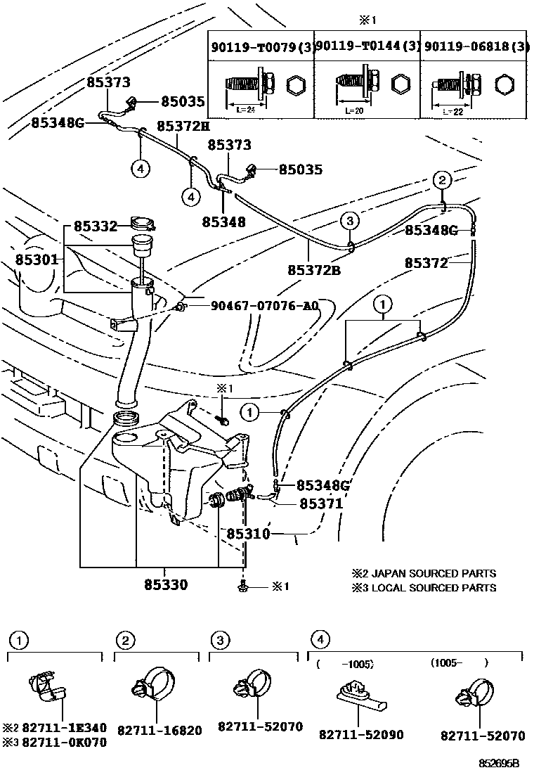 Toyota HILUX 挡风玻璃清洗器 EPC diagram — 852695B