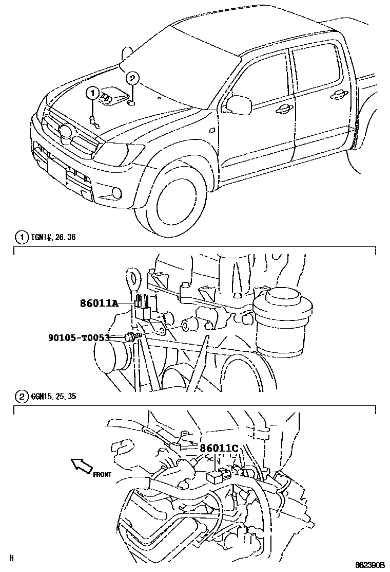 Toyota HILUX 收音机、放大器和冷凝器 EPC diagram — 862390B