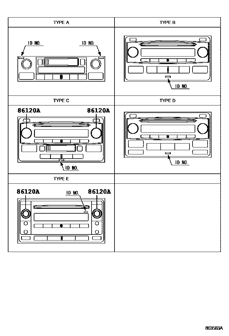 Toyota HILUX 收音机、放大器和冷凝器 EPC diagram — 863583A