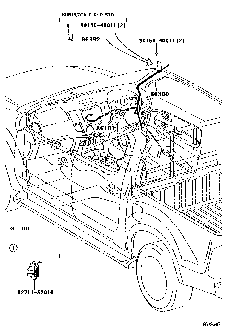 Toyota HILUX antenna EPC diagram — 862264E