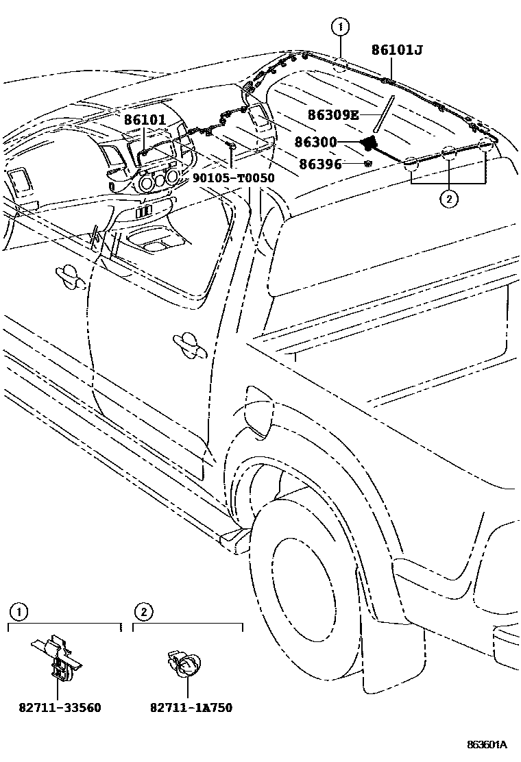 Toyota HILUX antenna EPC diagram — 863601A
