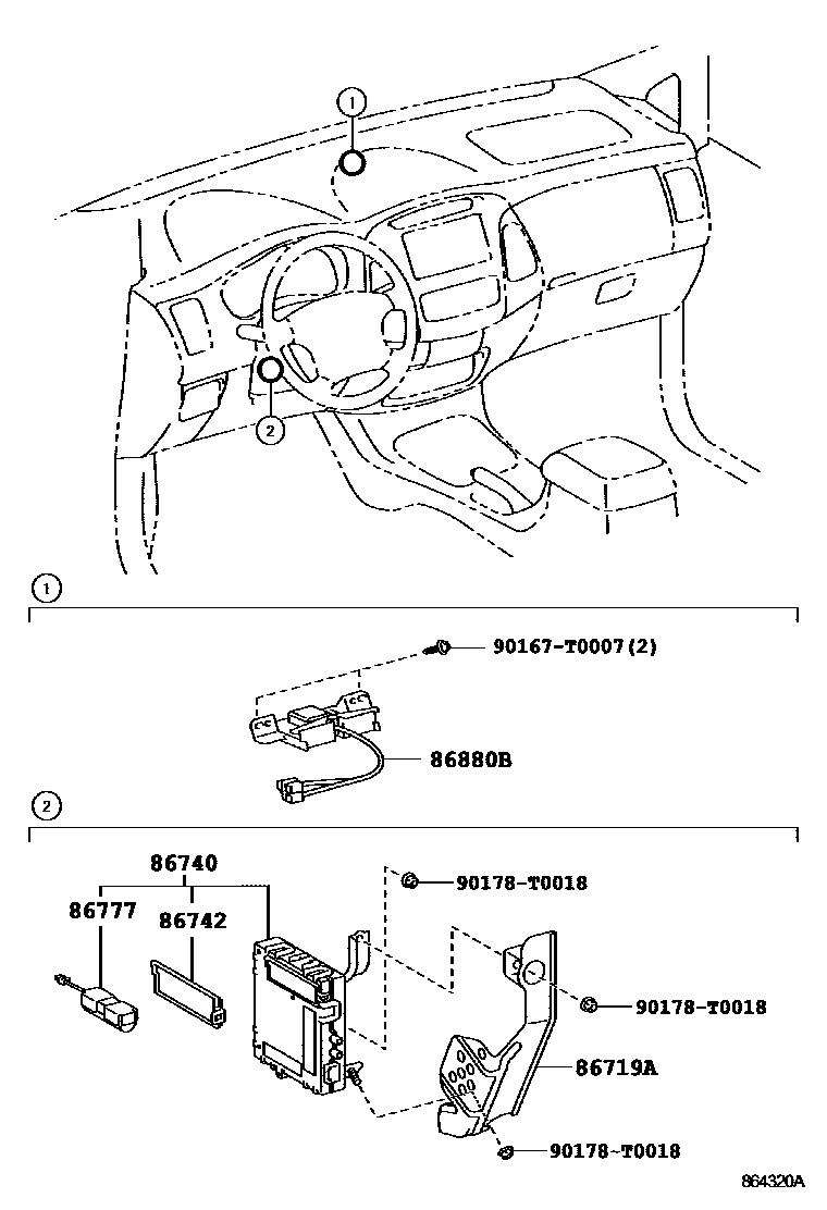 Toyota HILUX 车载电话和呼救装置 EPC diagram — 864326A