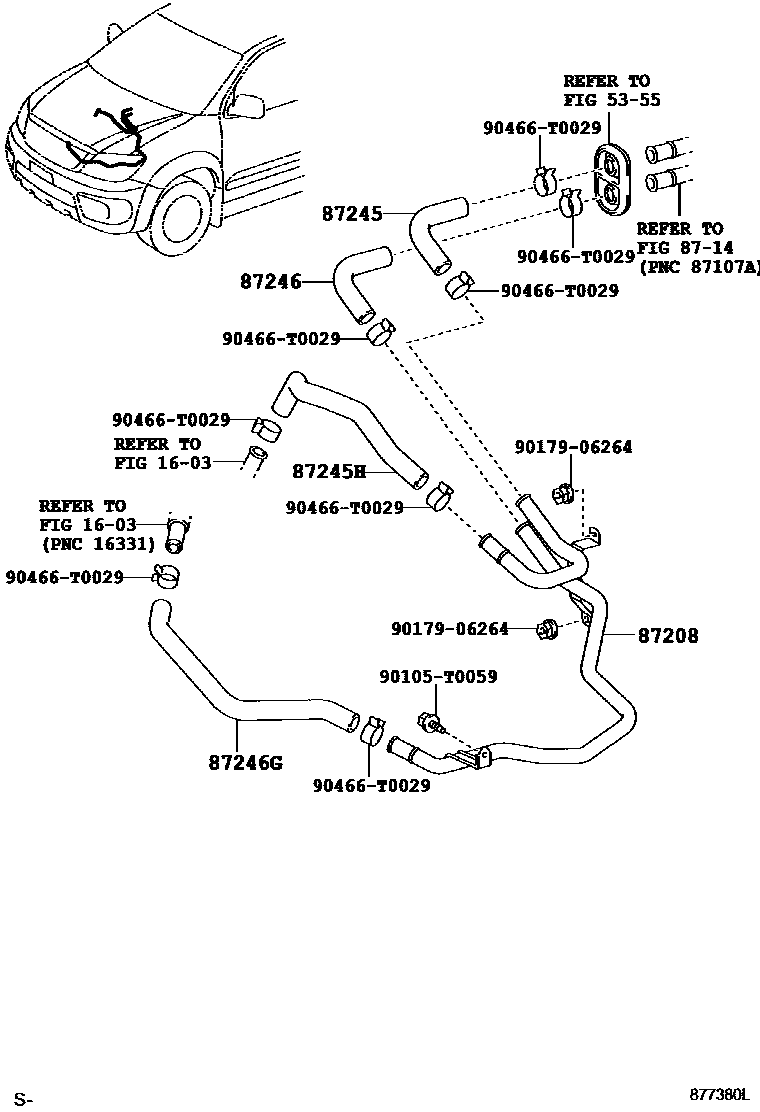Toyota HILUX 暖风和空调系统 - 水管 EPC diagram — 877380L