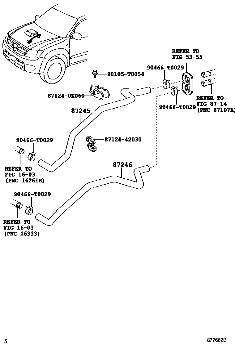 Toyota HILUX 暖风和空调系统 - 水管 EPC diagram — 877662B
