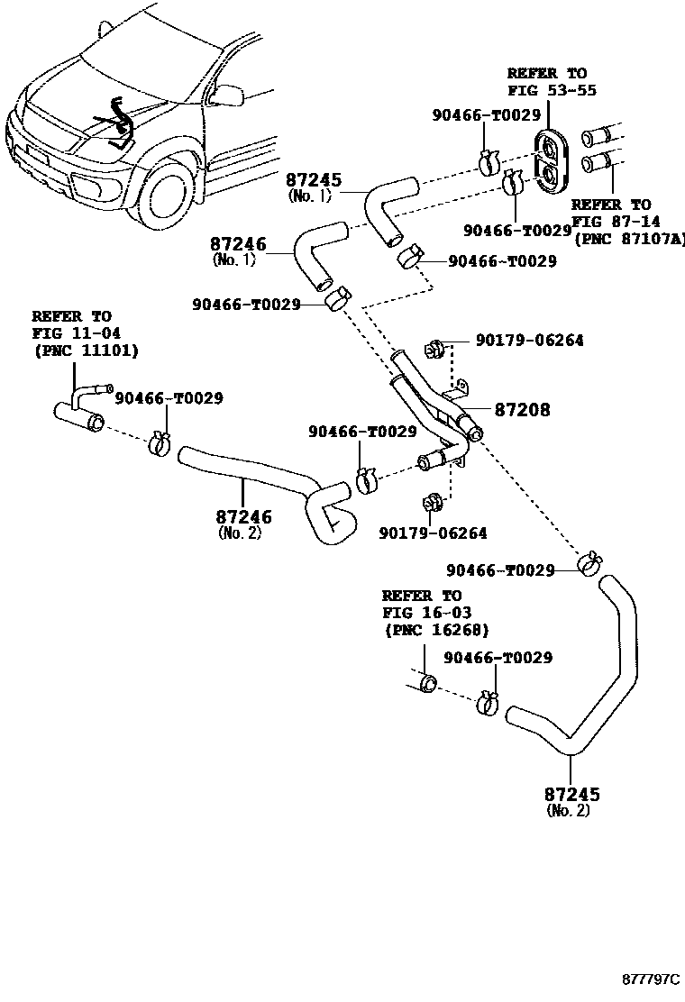 Toyota HILUX 暖风和空调系统 - 水管 EPC diagram — 877797C