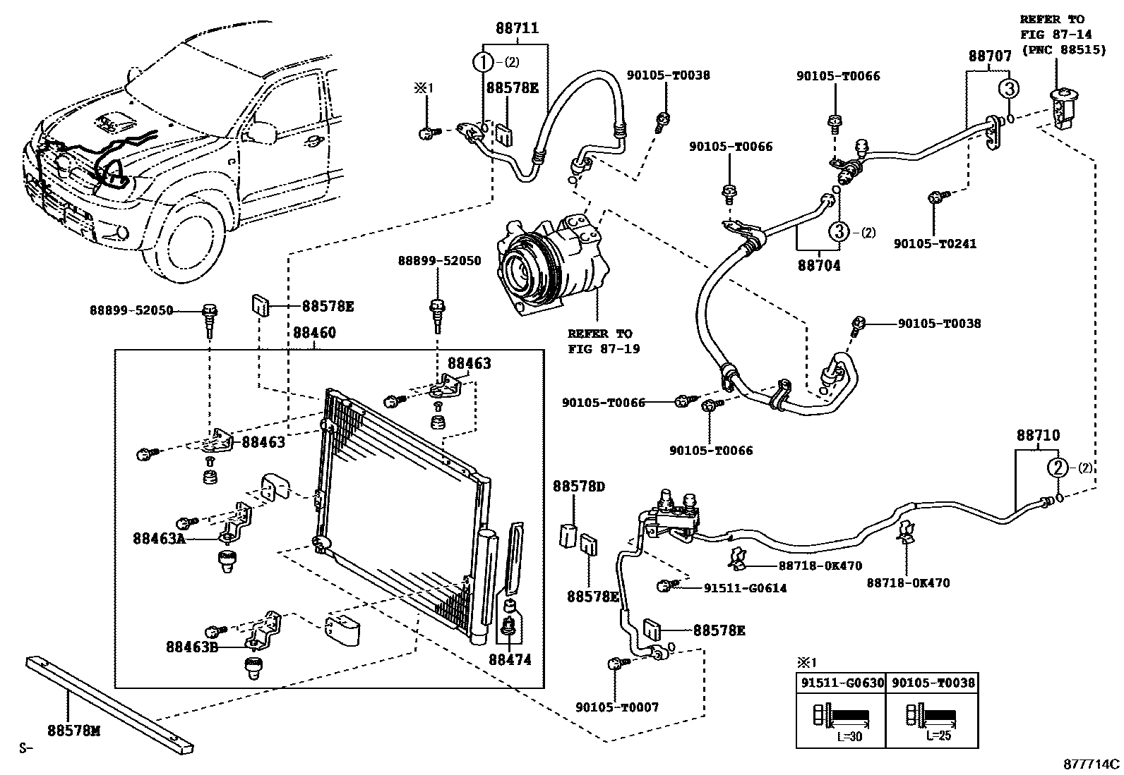 Toyota HILUX Heating & Air Conditioning - Cooler Piping EPC diagram — 877714C