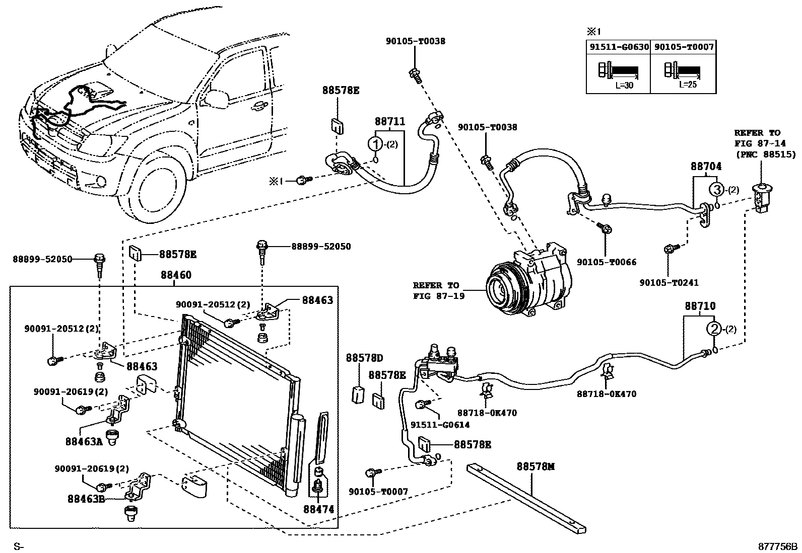 Toyota HILUX Heating & Air Conditioning - Cooler Piping EPC diagram — 877756B