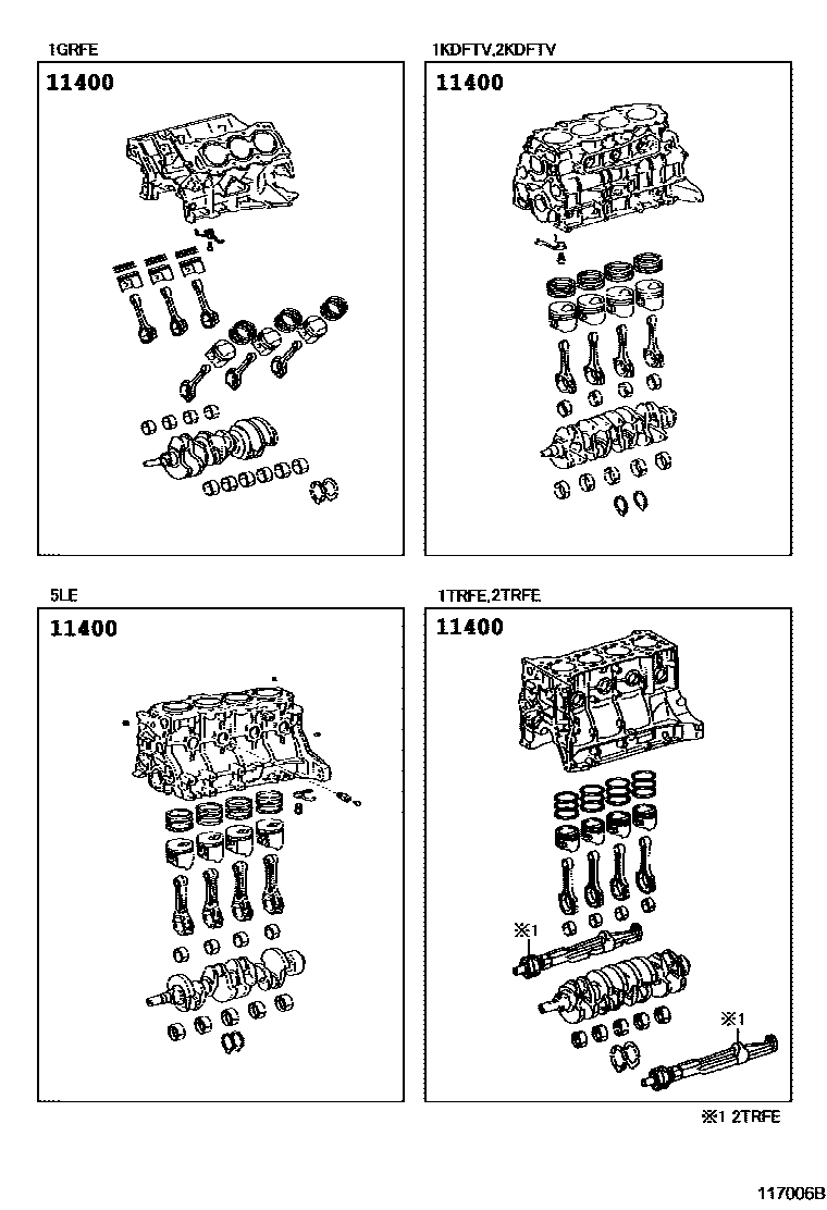 Toyota HILUX Short Block Assembly EPC diagram — 117006B