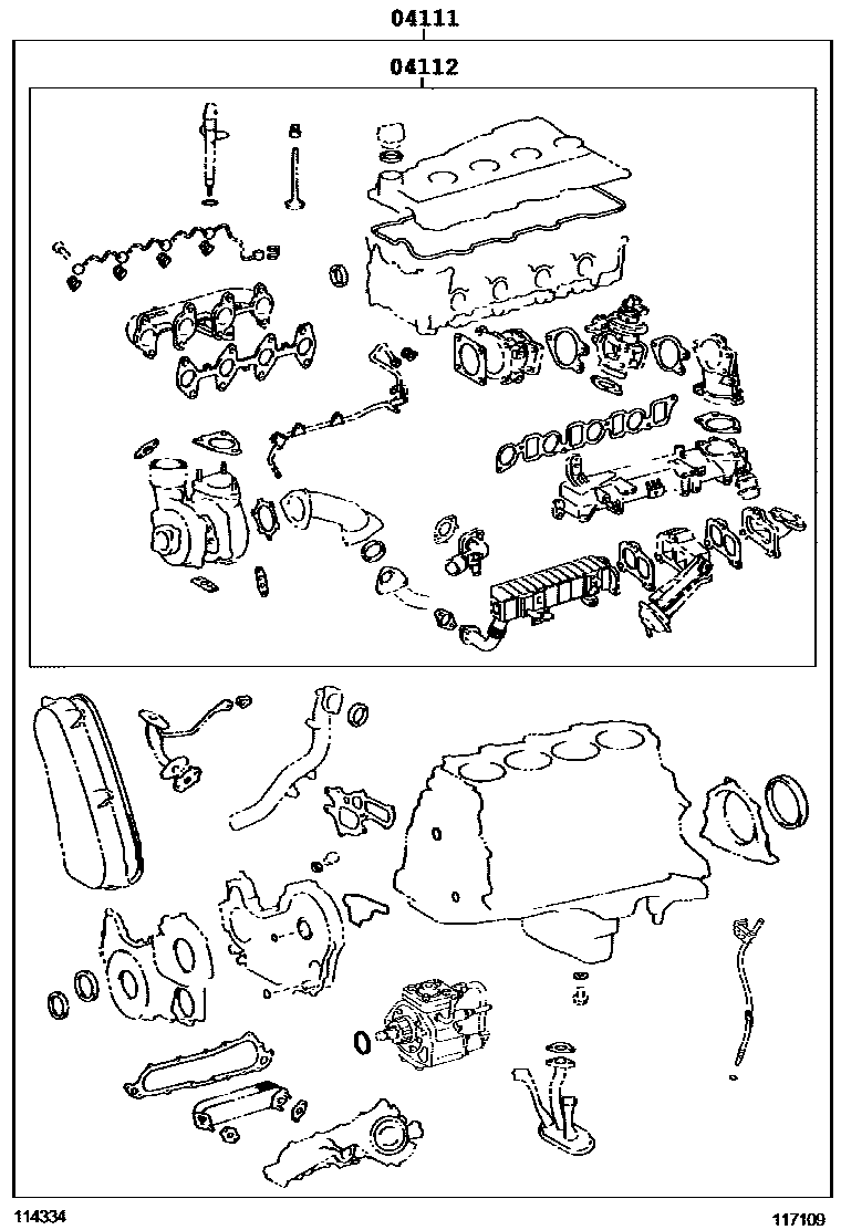 Toyota HILUX Engine Overhaul Gasket Kit EPC diagram — 117109