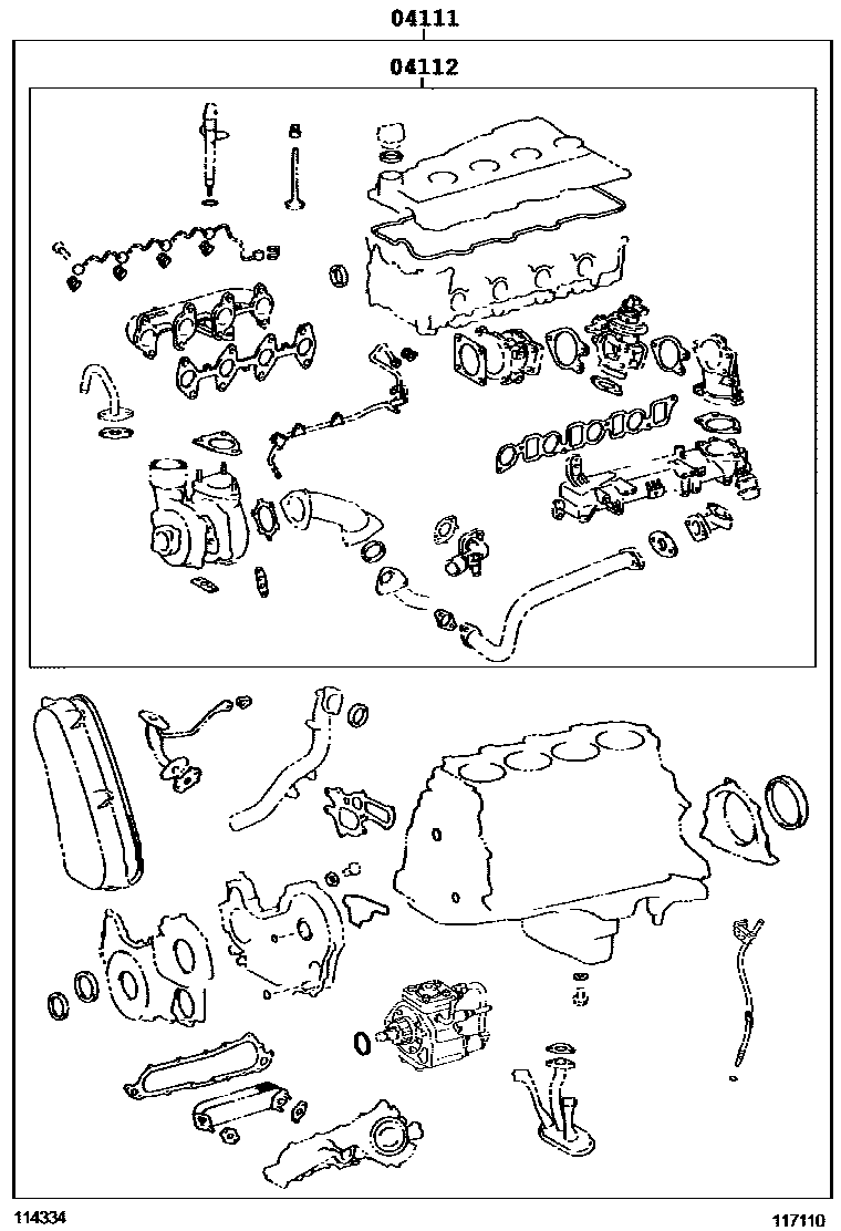 Toyota HILUX Engine Overhaul Gasket Kit EPC diagram — 117110