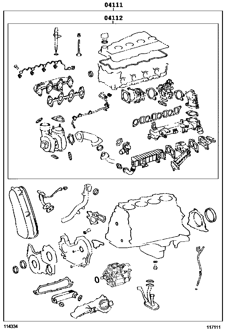 Toyota HILUX Engine Overhaul Gasket Kit EPC diagram — 117111